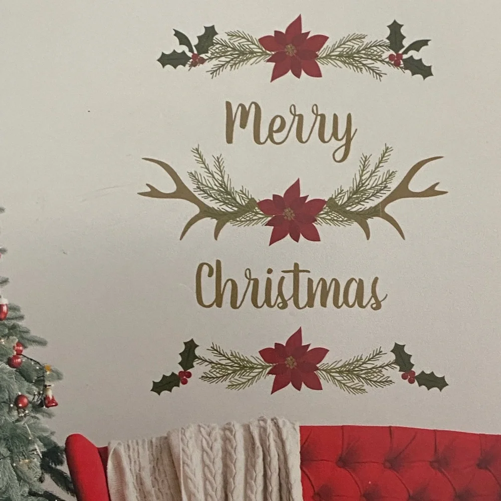Decorative‎ Merry Christmas Antlers Sticker Decor